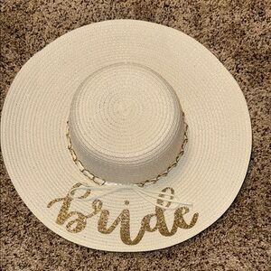 Bride Sun Hat with Gold Lettering